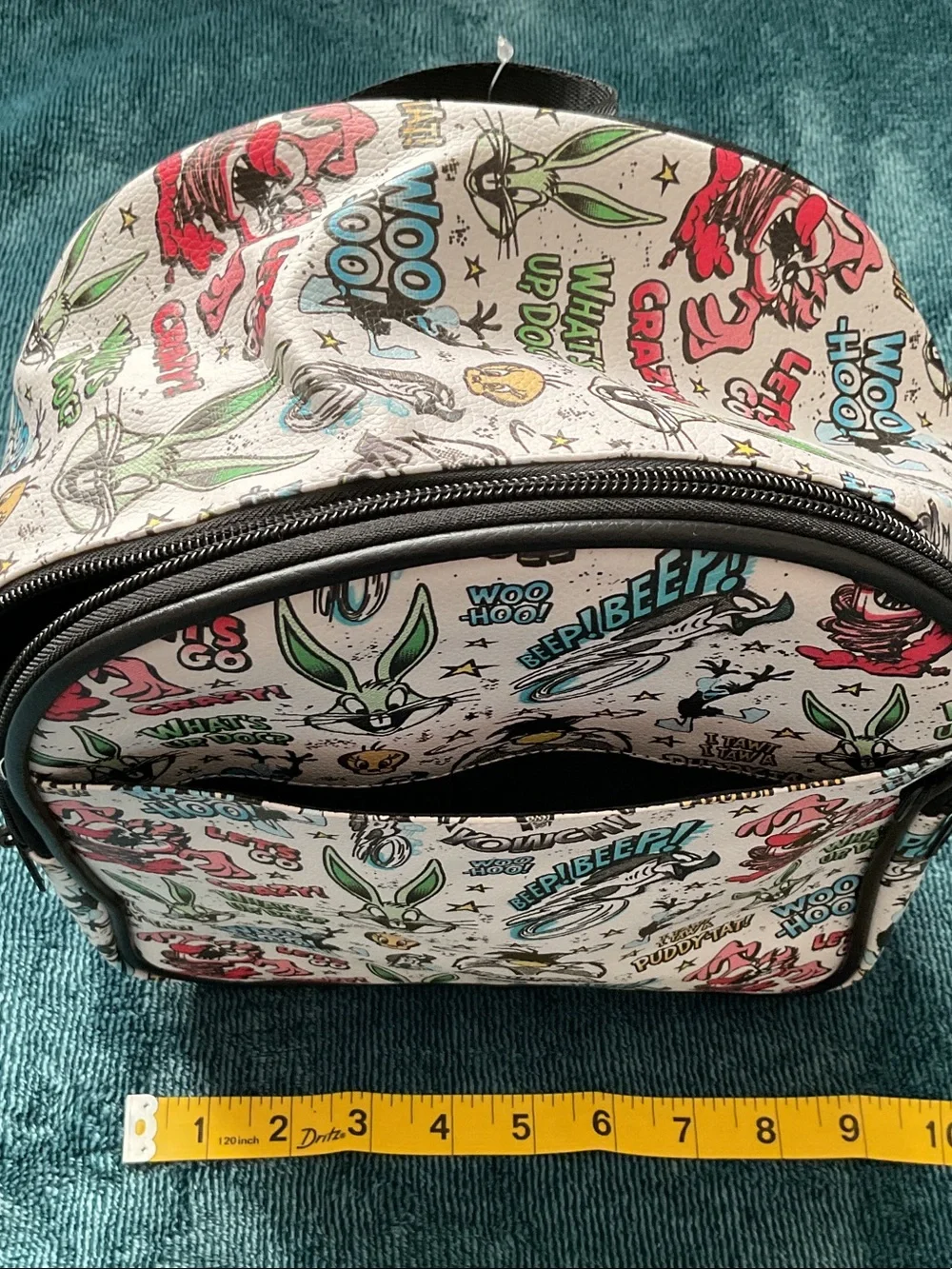 Warner Bros. White Cartoon Print Kids Mini Backpack with Multicolor Graphics